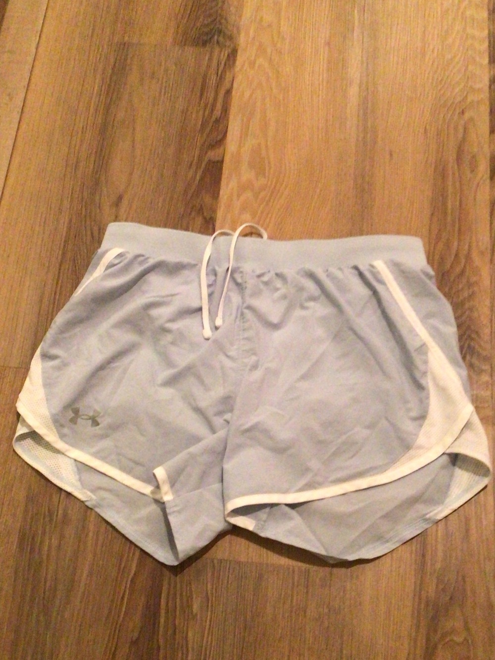 Under Armour Women’s Light Blue Athletic Running Shorts with White Trim